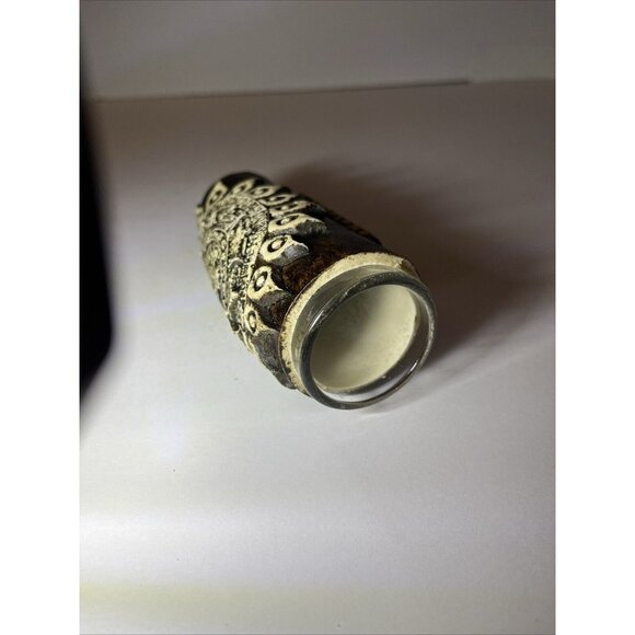 Aztec Mayan Calendar Tepoztlan Bud Vase, Ceramic Wrapped Glass 4” Tall - Picture 11 of 12